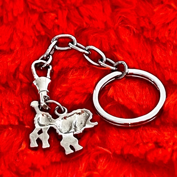 Navy Blue and Silver Poodle Rhinestone Keychain - NWOT - Picture 2 of 2